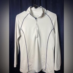 Peter Millar Women's  1/4 Zip Pullover (White/Navy) Medium “Lineage” UPF 50+